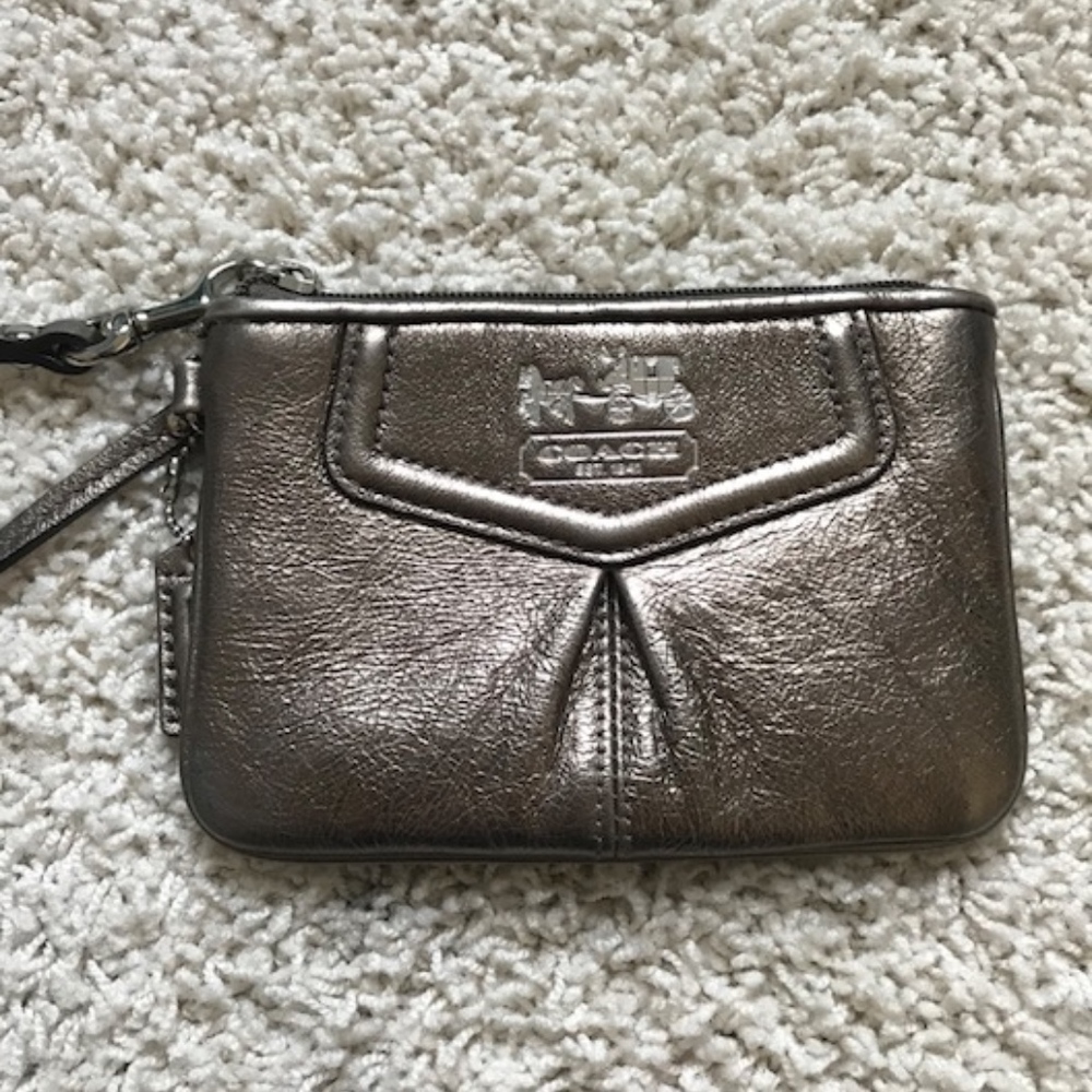 Metallic COACH wristlet